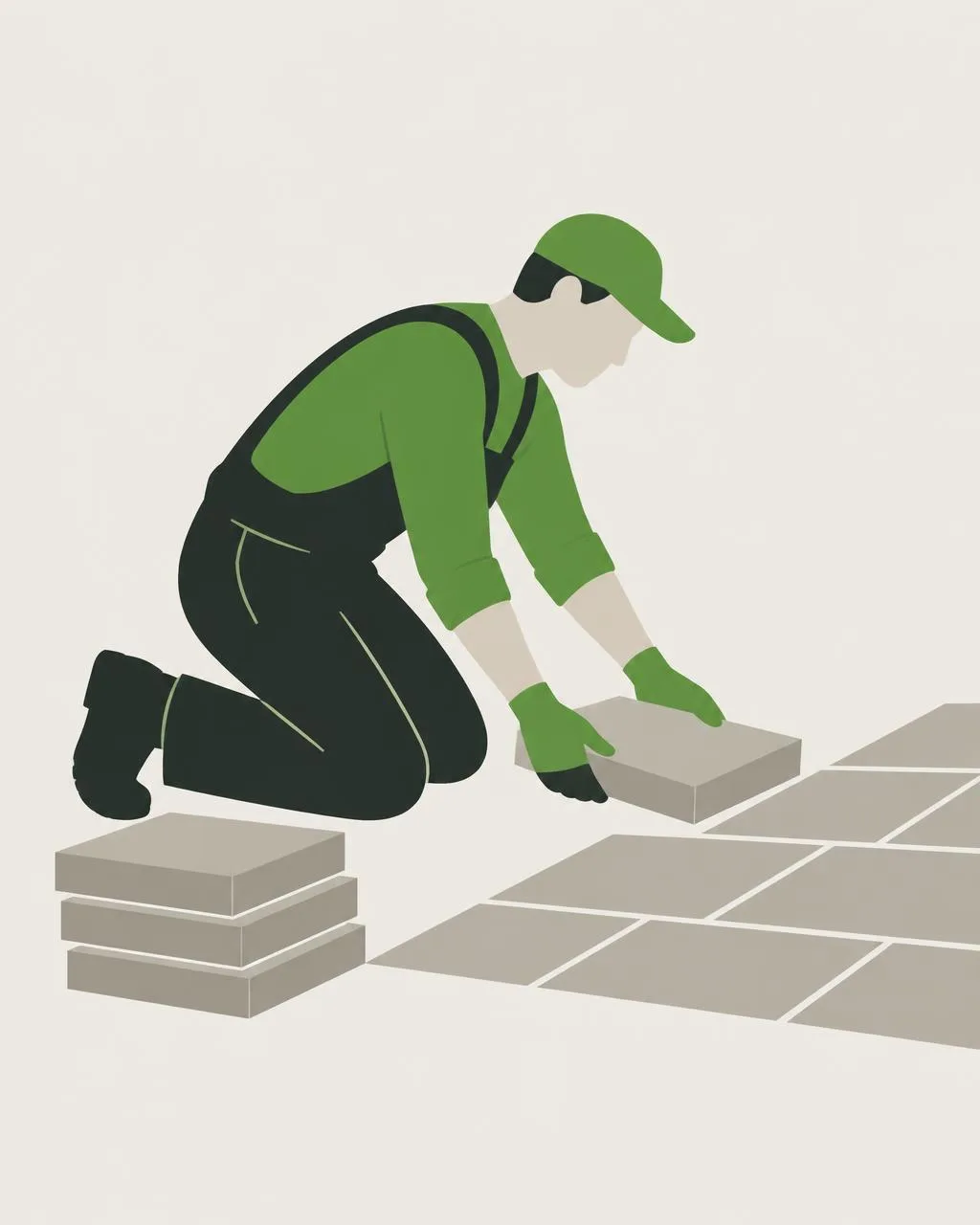 Illustration: Person beim Verlegen von Pflastersteinen (Platzhalter für Porträt)